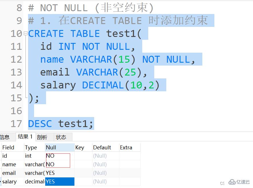 Exemple danalyse des points de connaissance des contraintes MySQL