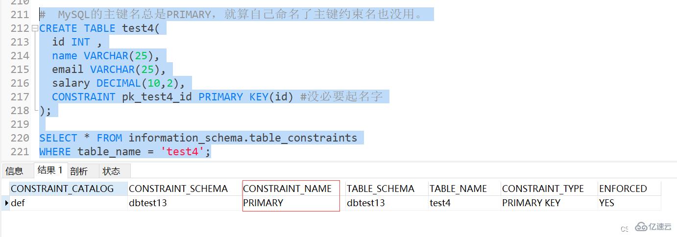 Exemple danalyse des points de connaissance des contraintes MySQL