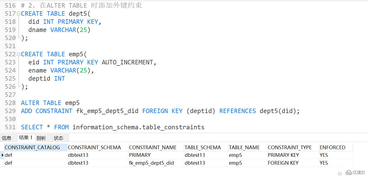 Exemple danalyse des points de connaissance des contraintes MySQL