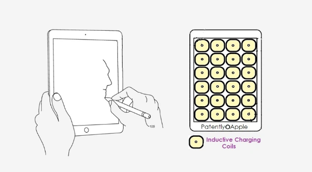 苹果获得专利：iPad屏幕下方磁性电圈可给Apple Pencil充电