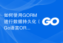 如何使用GORM进行数据持久化（Go语言ORM框架）