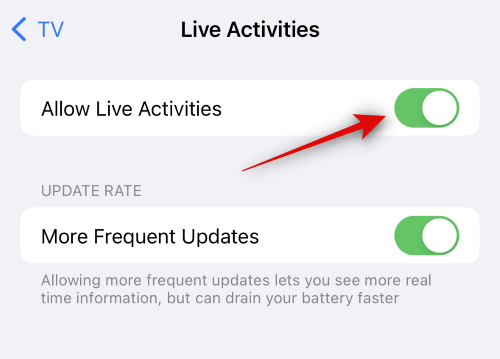 How to disable live activity on the Apple TV app on iPhone