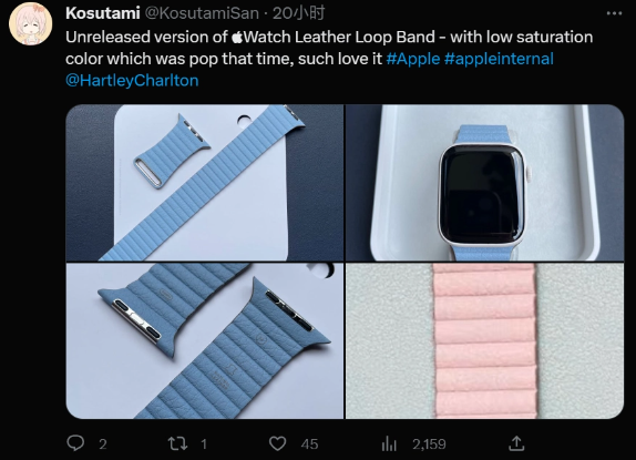著名苹果产品收藏家曝光被砍Apple Watch表带，粉蓝配色成亮点