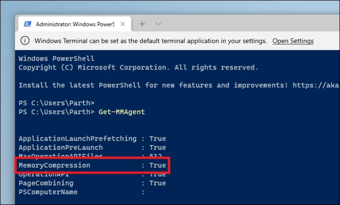 How to enable memory compression in Win11