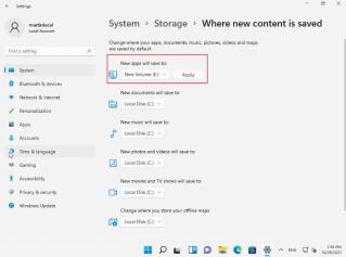 How to change the storage location in win11