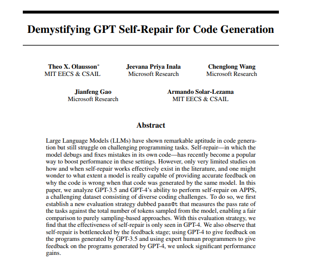 研究表明 GPT-4 模型具备自我纠错能力，有望推动 AI 代码进一步商业化