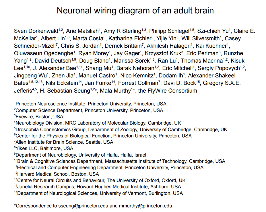 Dengan 130,000 neuron beranotasi dan 53 juta sinaps, Universiti Princeton dan lain-lain mengeluarkan sambungan otak lalat dewasa lengkap pertama