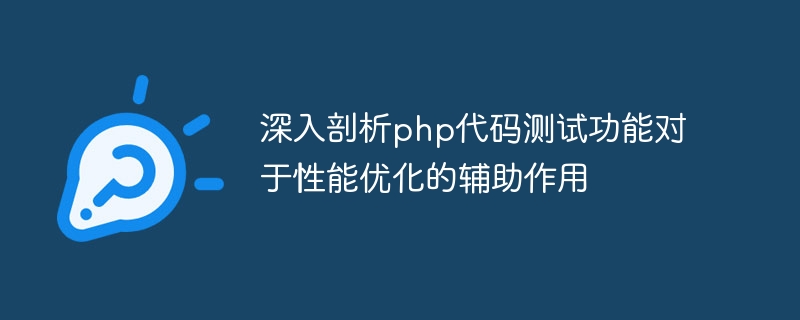 성능 최적화에서 PHP 코드 테스트 기능의 보조 역할에 대한 심층 분석