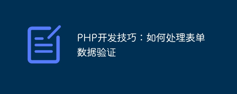 PHP 開発のヒント: フォーム データの検証を処理する方法