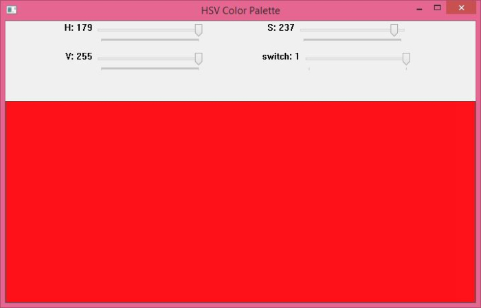 OpenCV Pythonを使用してHSVカラーパレットのスライダーを作成するにはどうすればよいですか?