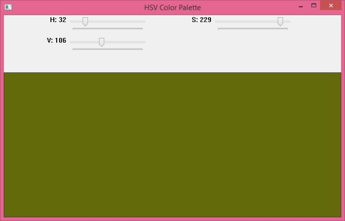 OpenCV Pythonを使用してHSVカラーパレットのスライダーを作成するにはどうすればよいですか?