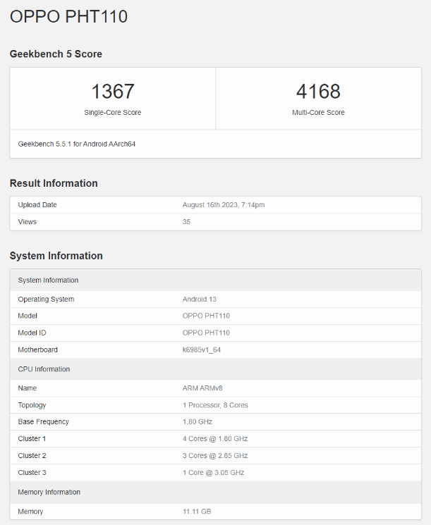 OPPO即将推出Find N3 Flip可折叠手机，性能亮相GeekBench跑分库！