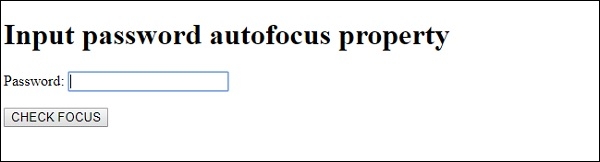 HTML DOM Input Password autofocus 属性