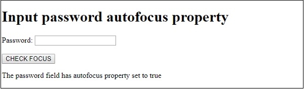 HTML DOM Input Password autofocus 属性