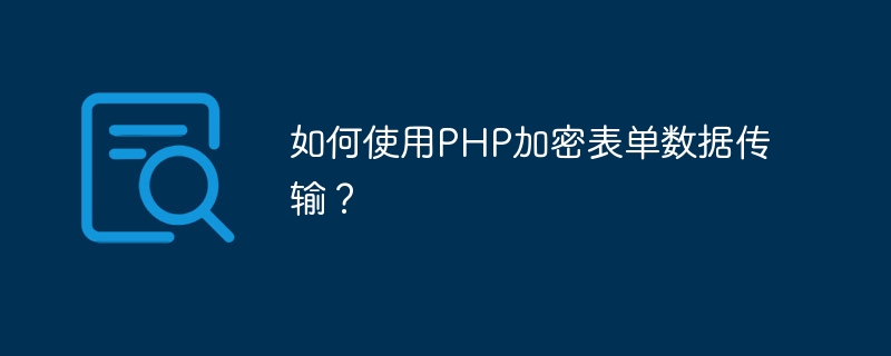 PHP를 사용하여 양식 데이터 전송을 암호화하는 방법은 무엇입니까?