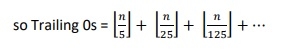 C/C++程序用于计算一个数的阶乘中的尾随零的数量