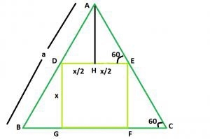 Was ist das größte Quadrat, das in ein gleichseitiges Dreieck eingeschrieben ist?