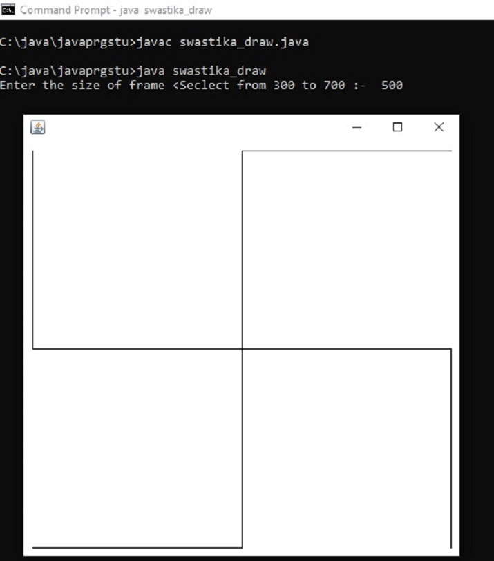 Java-Programm zum Drucken des Hakenkreuzsymbols (Swastika) durch Eingabe von Benutzereingaben