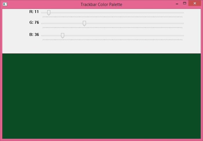 如何使用OpenCV Python创建一个RGB颜色调色板的滑动条？