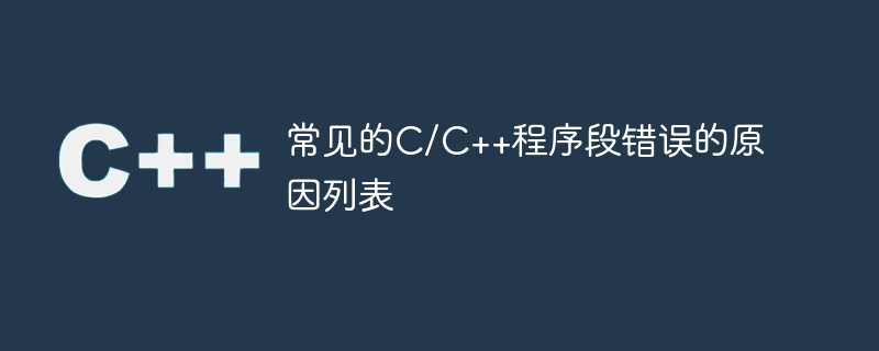 C/C++ プログラムのセグメンテーション違反の一般的な原因のリスト