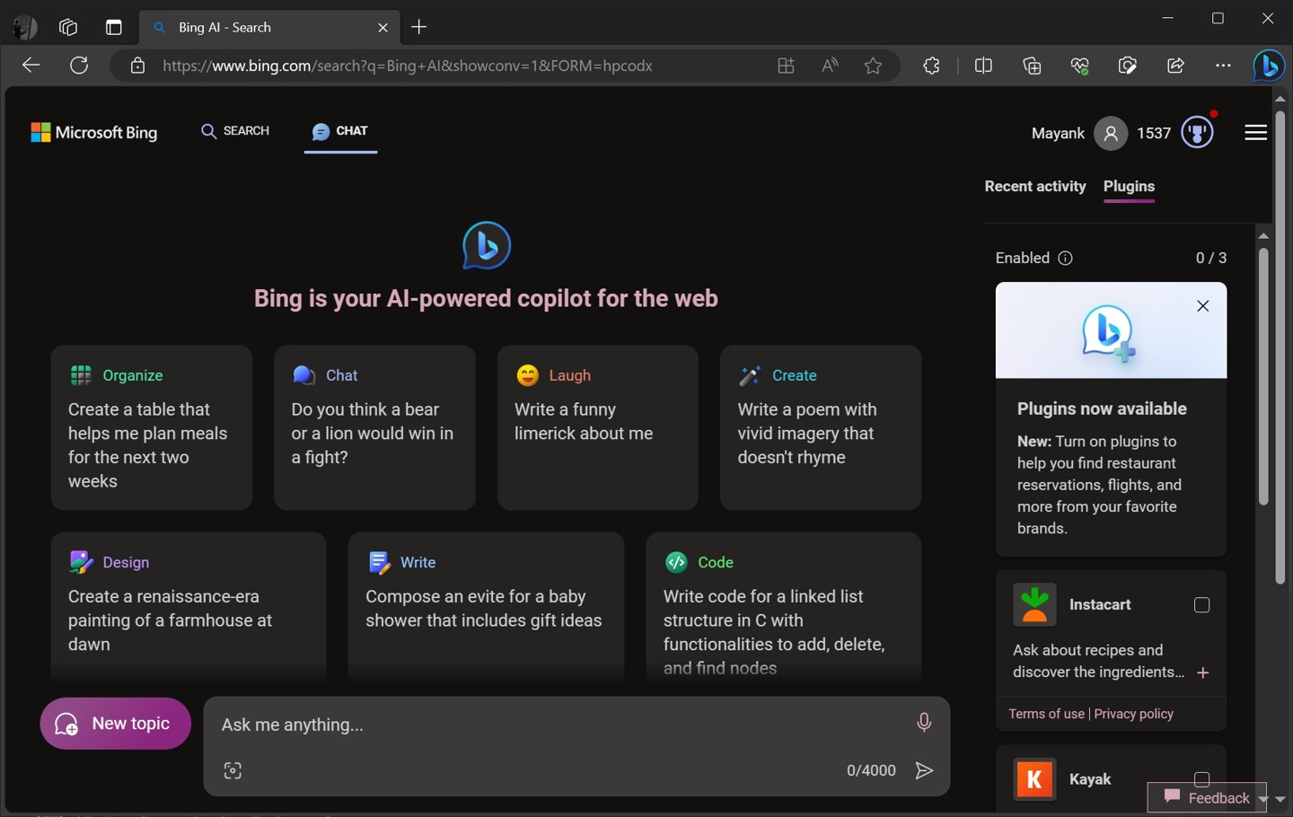 Microsoft achève la mise à niveau de son infrastructure et commence à inviter certains utilisateurs de Bing Chat à tester des plug-ins tiers