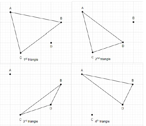 Wie viele Dreiecke gibt es, wenn nicht mehr als zwei Punkte in der Ebene kollinear sind?