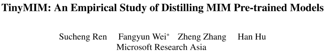 微软亚洲研究院推出TinyMIM：通过知识蒸馏提升小型ViT的性能