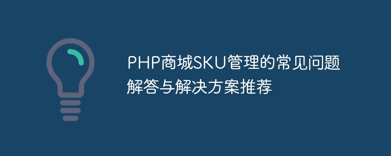 PHP Mall SKU 관리에 대한 자주 묻는 질문 및 솔루션 권장 사항