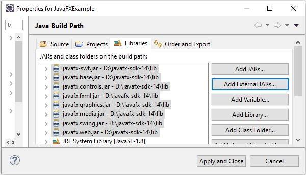 Eclipse를 사용한 JavaFX 개발