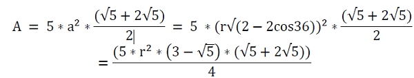 C-Programm, um die Fläche eines Zehnecks zu ermitteln, das in einen Kreis eingeschrieben ist?