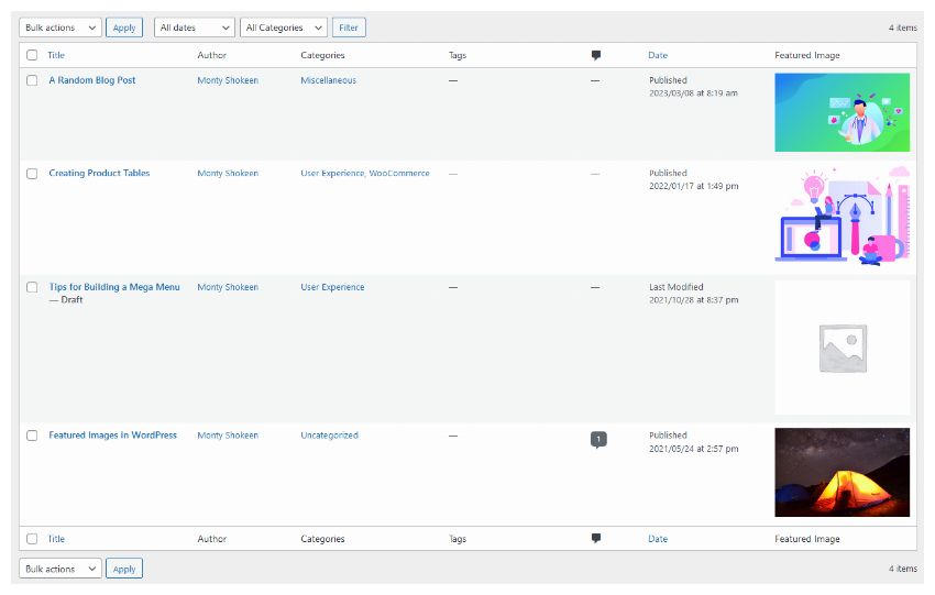 自定义 WordPress 帖子和自定义帖子类型管理屏幕中的列显示