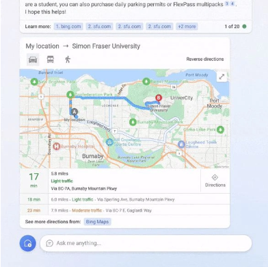 Double mise à niveau : le chat Bing et la carte mobile rendent les voyages plus intelligents et plus pratiques