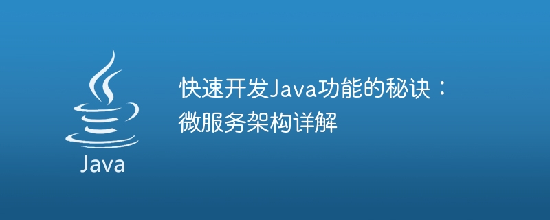 Java関数を素早く開発する秘訣：マイクロサービスアーキテクチャを詳しく解説