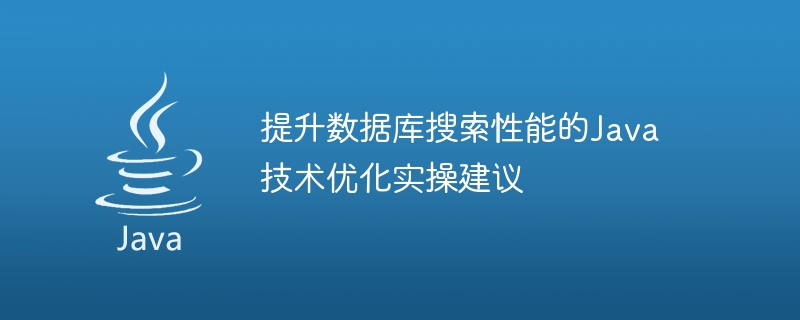 提升数据库搜索性能的Java技术优化实操建议