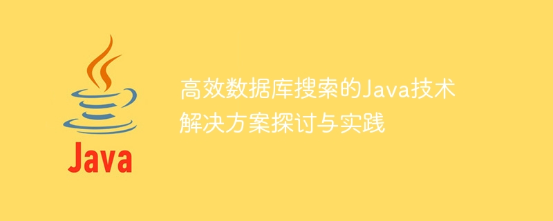 高效資料庫搜尋的Java技術解決方案探討與實踐