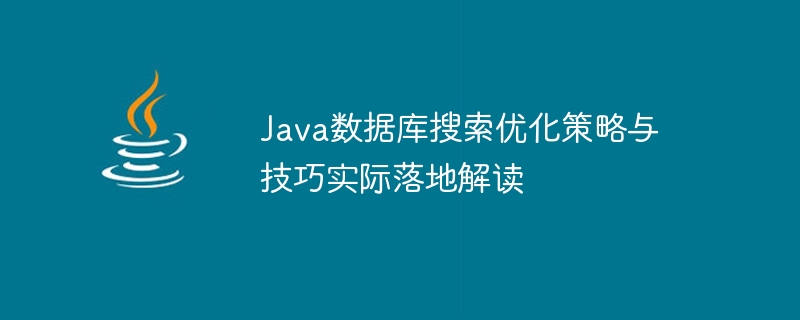 Java データベース検索の最適化戦略とテクニックの実践的な解釈