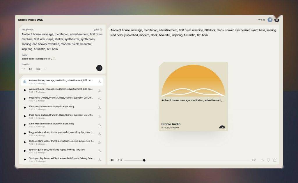 Stability AI发布名为Stable Audio的人工智能音乐生成产品