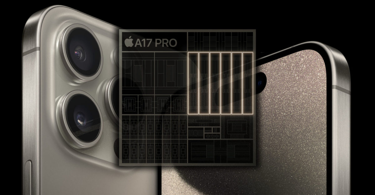 iPhone 15 Pro 搭载 Apple A17 PRO SoC，6 核 GPU，支持光线追踪加速功能