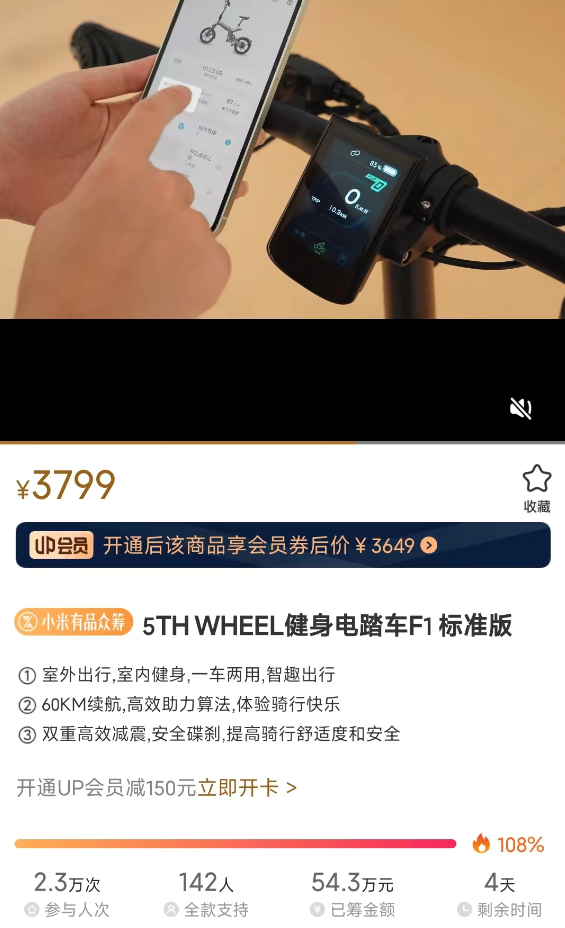 Xiaomi Youpin crowdfunds F1 electric bicycle: 20,000 people participated, becoming a new benchmark for short-distance travel