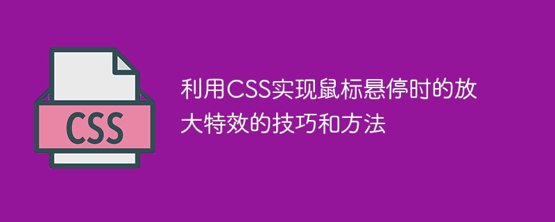 마우스를 가리키고 있을 때 CSS를 사용하여 증폭 효과를 얻는 팁과 방법