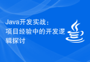 Java开发实战：项目经验中的开发逻辑探讨