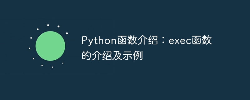 Python函数介绍：exec函数的介绍及示例