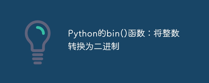 Python의 bin() 함수: 정수를 이진수로 변환