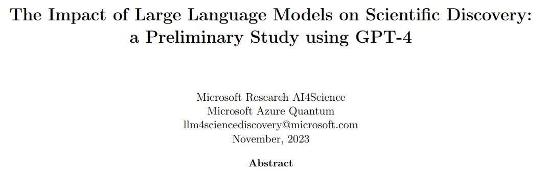 GPT-4 と LLM: Microsoft チームが科学的発見の影響を調査し、5 つの主要な科学分野をカバーする 230 ページの記事