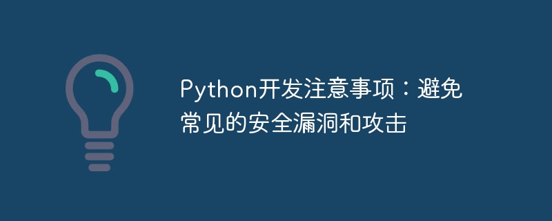 Python 開発ノート: 一般的なセキュリティ脆弱性と攻撃を回避する