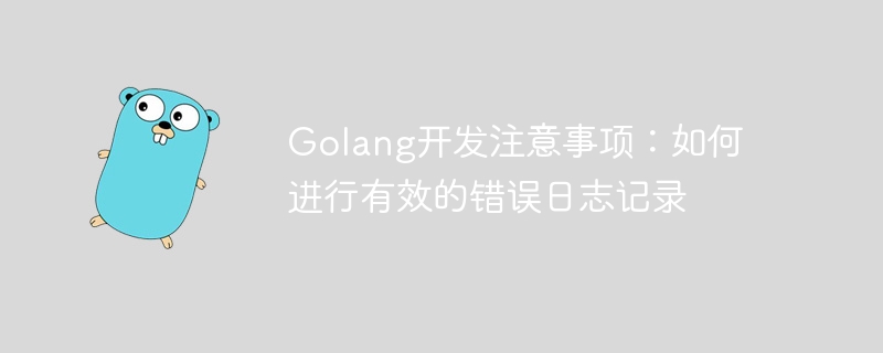 Golang-Entwicklungshinweise: So führen Sie eine effektive Fehlerprotokollierung durch