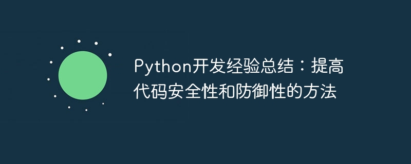 Summary of Python development experience: methods to improve code security and defense