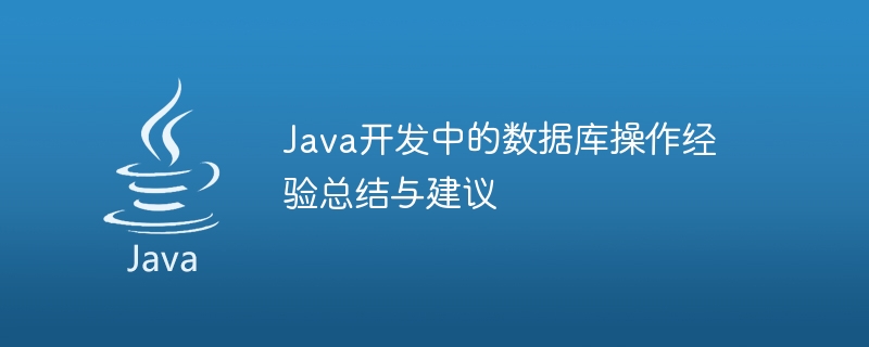 Java 개발 시 데이터베이스 운영 경험 요약 및 제안 사항