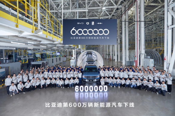 BYDs new energy vehicle production breaks record, reaching 6 million milestone for the first time in the world