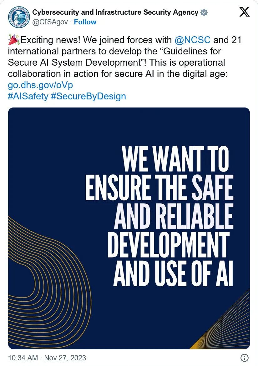 全球首份《AI系统安全开发准则》发布，提出4方面安全监管要求